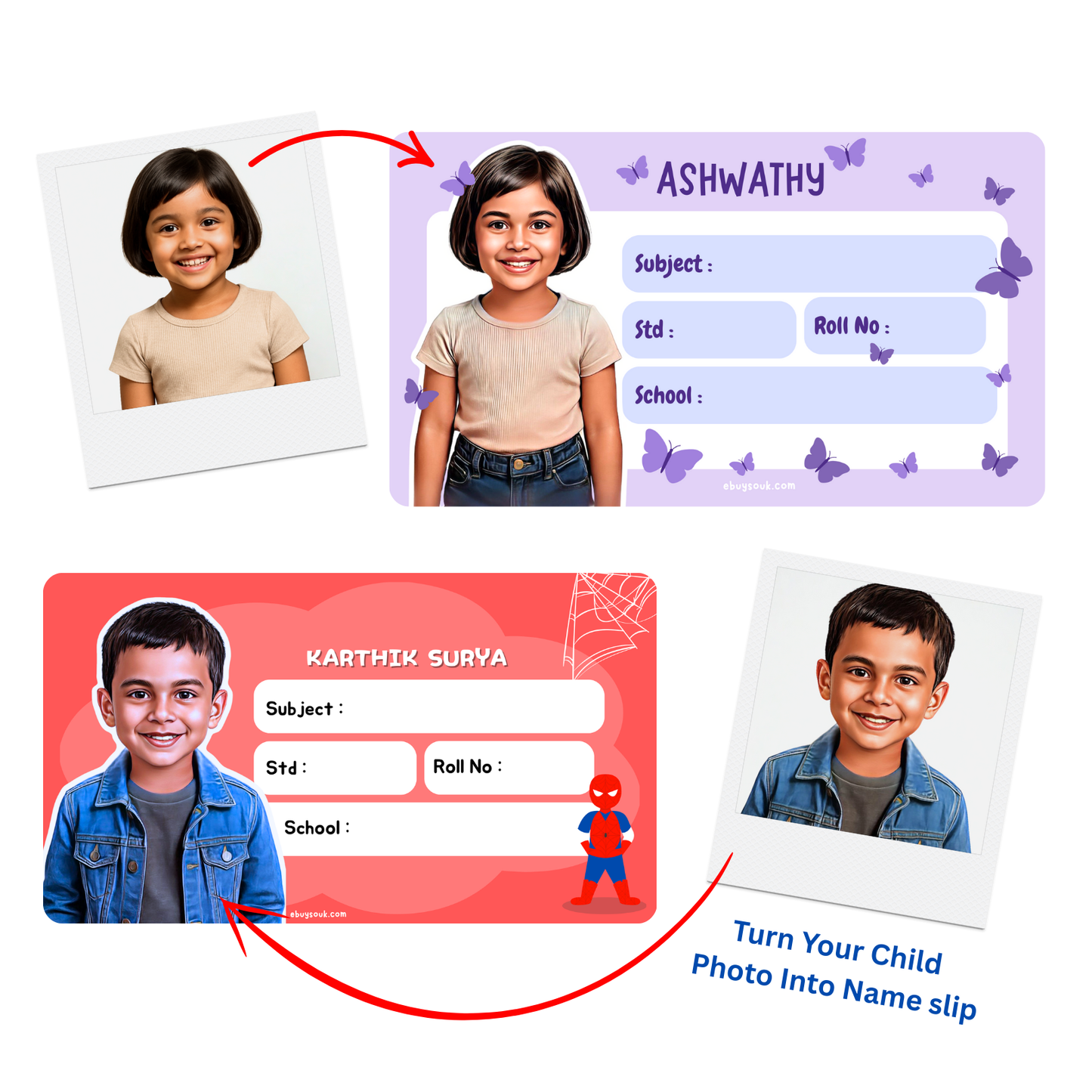 Personalised Name Slip With Child Photo